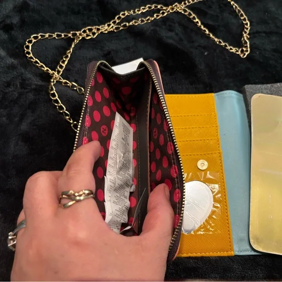 NEW🔥Nicole Lee wallet Croosbady   with chain Brown colorful ❤️🤎💙phone case - Picture 8 of 13